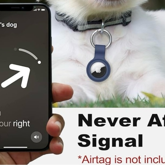 2 pack Linsaner Compatible with AirTag Case Keychain Air Tag Holder Black+Blue - Picture 4 of 7